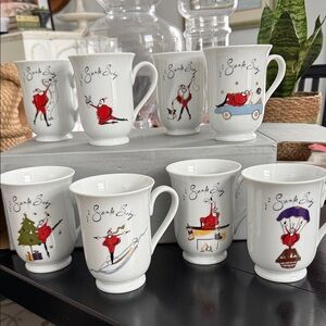 Pottery Barn Santa Baby Mugs Set of 8 New in Box NIB
